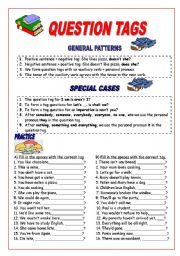 English Worksheet: QUESTION TAGS