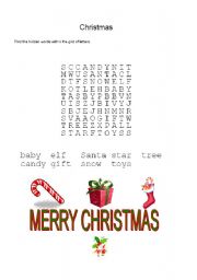 English worksheet: Christmas Word Search