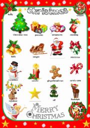 English Worksheet: PICTIONARY- CHRISTMAS- PART 1/2