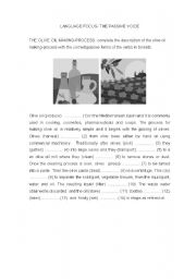 English Worksheet: THE OLIVE OIL MAKING PROCESS. USING THE PASSIVE.