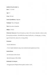 English Worksheet: Lesson Plan