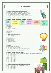 English Worksheet: NUMBERS