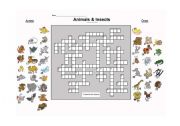 English Worksheet: Animals And Insects Crossword