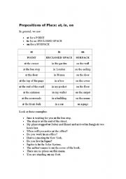 English Worksheet: the difference between prepositions of place 