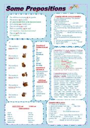 English Worksheet: some prepositions