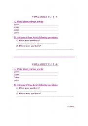 English Worksheet: years