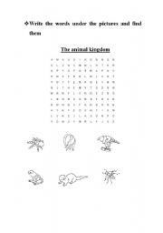 English worksheet: animals wordsearch