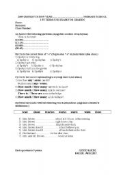 English worksheet: 1 ST TERM 2 ND EXAM FOR GRADE 6