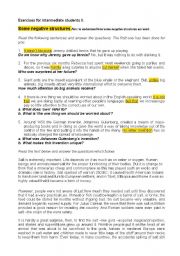 English worksheet: EXERCISES FOR INTERMEDIATE STUDENTS 2