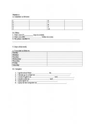 English worksheet: numbers