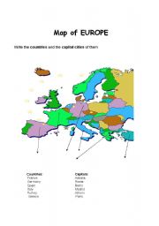 English Worksheet: map of Europe