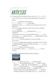 English worksheet: ARTICLES