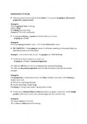 English Worksheet: Exressing Future Future Tense Exercises