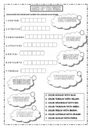 English Worksheet: DAYS OF THE WEEK