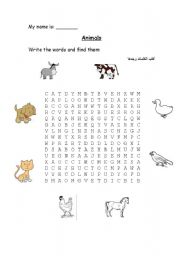 English worksheet: Animals