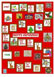 English Worksheet: Christmas Board Game