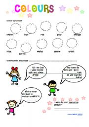 English Worksheet: Lets learn the colours!