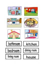 English Worksheet: match the cards ,, home vocabulary