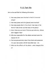 English worksheet: 9/11 fact file