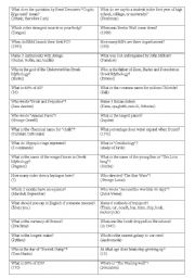 English Worksheet: general knowledge quiz- game 3