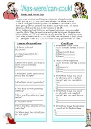 English Worksheet: was-were / can-could