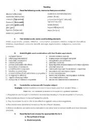 English Worksheet: Some active ingredients of medicinal plants