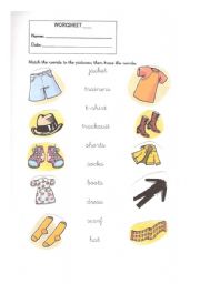 English Worksheet: vocabulary about clothes