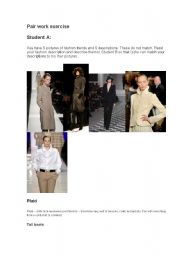 English Worksheet: fashion trends student A