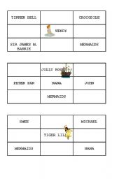 English Worksheet: PETER PAN BINGO