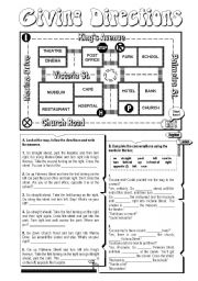 English Worksheet: Giving Directions (key on page 2)