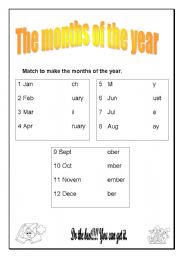 English Worksheet: The months of the year