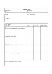 English worksheet: A LESSON PLAN