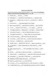 English Worksheet: Articles- Canada & Australia