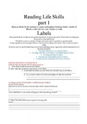 English worksheet: Reading Life skills 