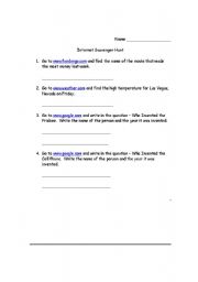 English worksheet: Savenger Hunt #3