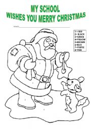 English Worksheet: santa claus, papa noel, colorea