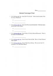 English Worksheet: Scavenger Hunt #4