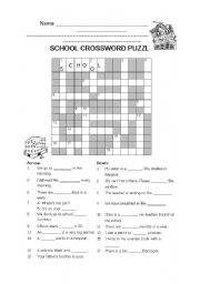 English Worksheet: school crossword puzzle