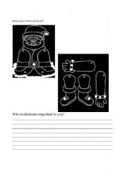 English Worksheet: Santa Puppet and writing assignment