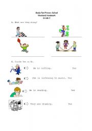 English worksheet: What are they doing