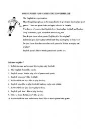 English worksheet: Sports in Great Britain