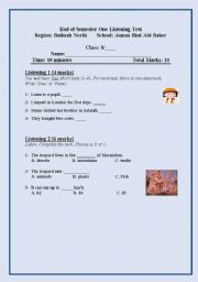 English Worksheet: listening test