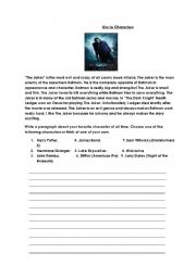 English worksheet: Movie Characters