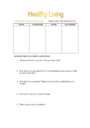 English Worksheet: Healthy Living