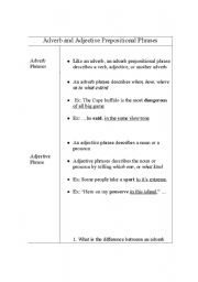 English Worksheet: Adverbs and Adjective Cornell Notes