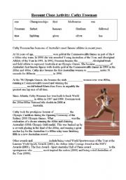 English Worksheet: Cathy Freeman Cloze