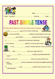 English Worksheet: PAST SIMPLE TENSE