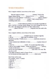 English worksheet: Word formation