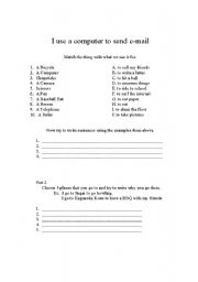 English Worksheet: I use a computer for