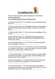 English worksheet: Groundhog Day Internet Activity